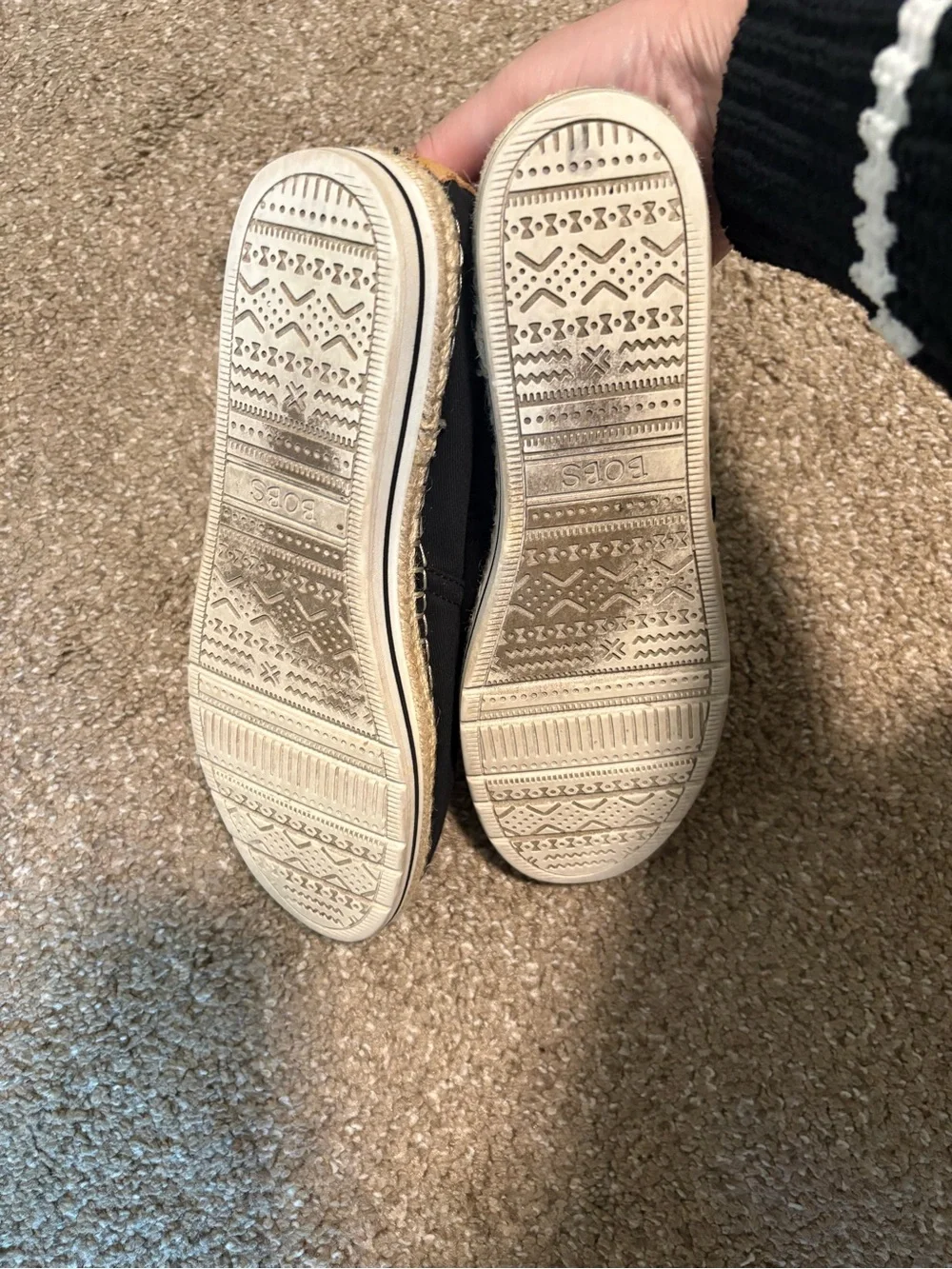 Skechers Black Slip-On Espadrille with Tan Heel Accent